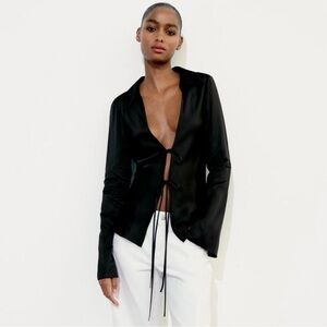 Zara tie front silk top